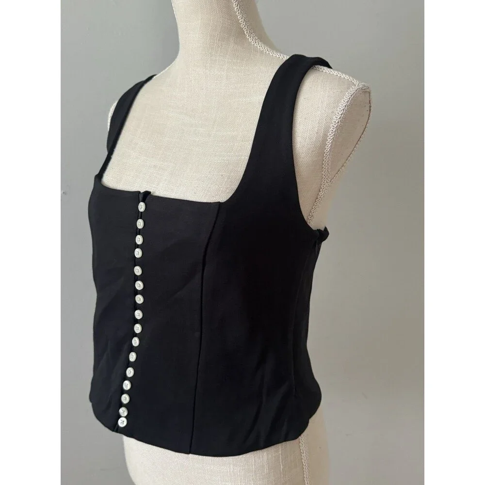 J.Crew Corset Top In Black Stretch Ponte Women's Size M